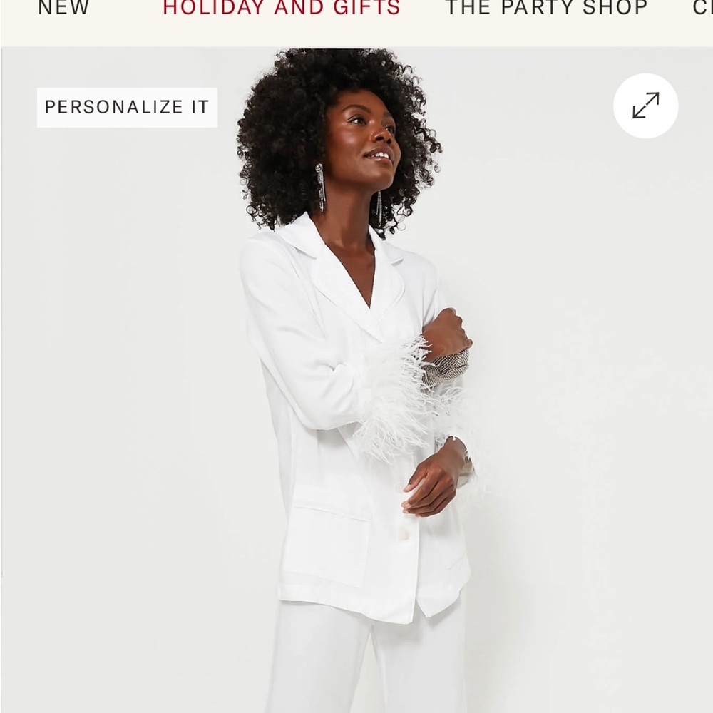 Sleeper Pajama set with ostrich feather trim